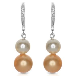 Genevive Silver Pearl and CZ Earrings.